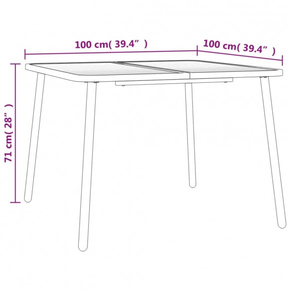 Table de jardin anthracite 100x100x71 cm acier