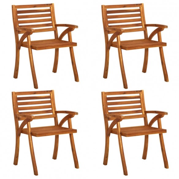 Chaises de jardin avec coussins 4 pcs Bois de teck solide