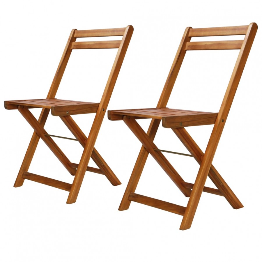 Chaises de bistro d'extérieur 2 pcs Bois d'acacia solide