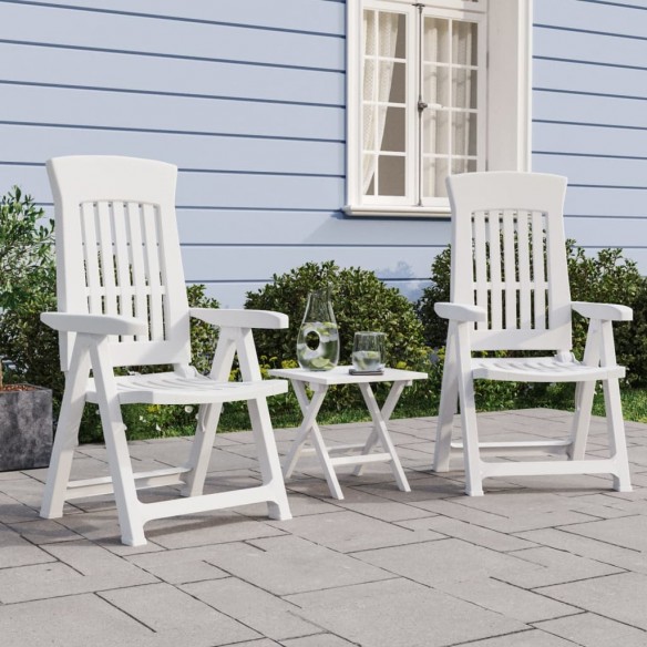 Chaises inclinables de jardin 2 pcs blanc PP