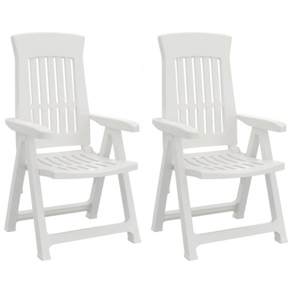 Chaises inclinables de jardin 2 pcs blanc PP