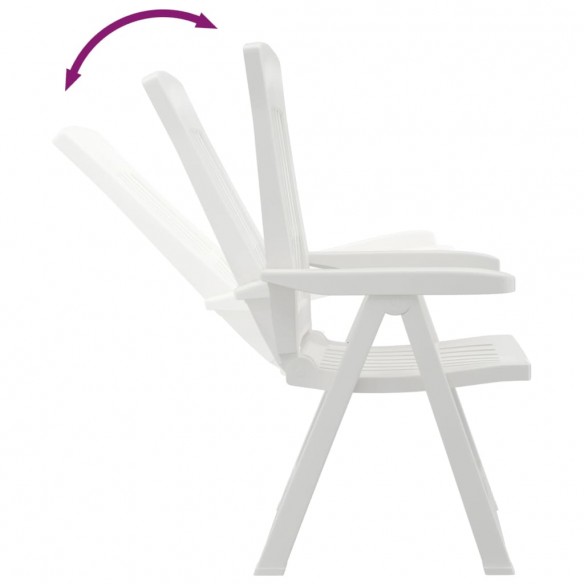 Chaises inclinables de jardin 2 pcs blanc PP