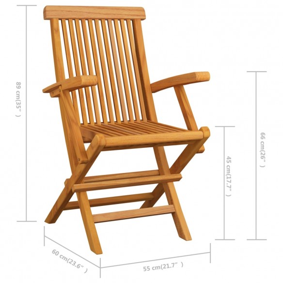 Chaises de jardin avec coussins crème 2 pcs Bois de teck massif