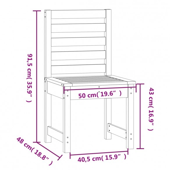 Chaises de jardin 2 pcs blanc 40,5x48x91,5cm bois massif de pin