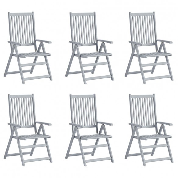 Chaises inclinables de jardin 6 pcs avec coussins Bois d'acacia