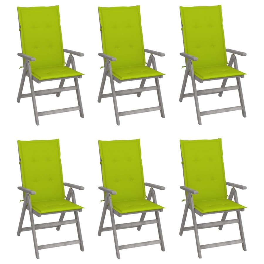 Chaises inclinables de jardin 6 pcs avec coussins Bois d'acacia