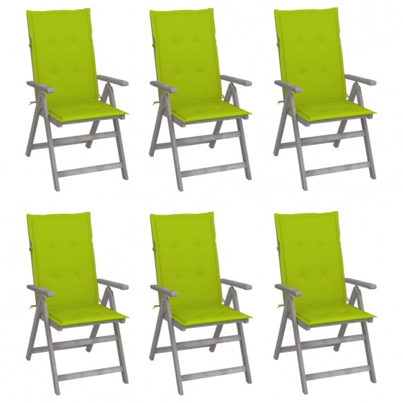 Chaises inclinables de jardin 6 pcs avec coussins Bois d'acacia