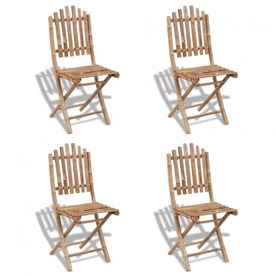 Chaises pliables d'extérieur Bambou 4 pcs