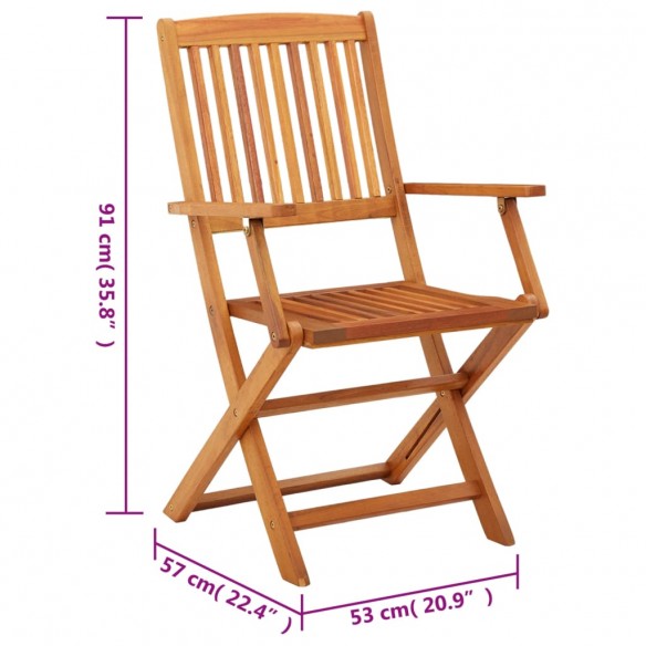 Chaises de jardin pliables 2 pcs Bois d'eucalyptus massif