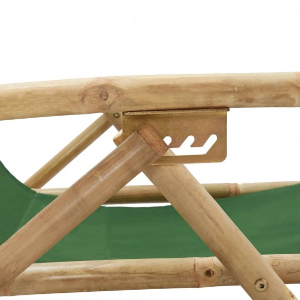 Chaise de relaxation inclinable Vert Bambou et tissu