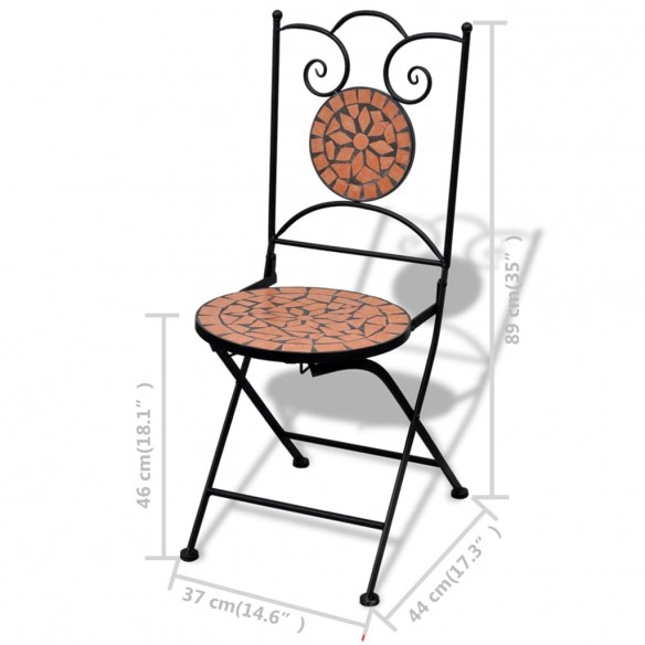 Chaises pliables de bistro 2 pcs Céramique Terre cuite