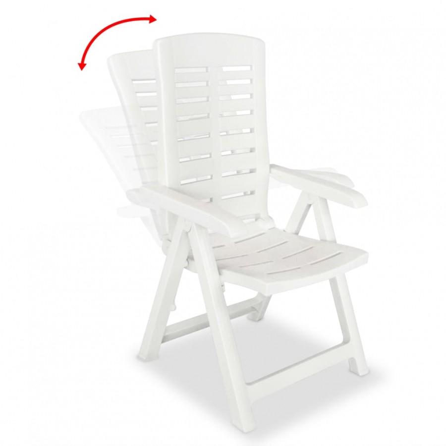 2 pcs Chaises inclinables de jardin Plastique Blanc