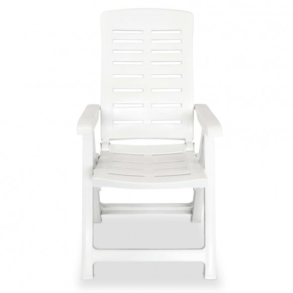 2 pcs Chaises inclinables de jardin Plastique Blanc