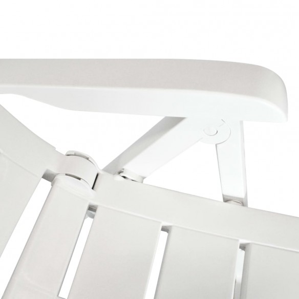 2 pcs Chaises inclinables de jardin Plastique Blanc