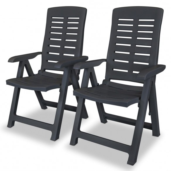 2 pcs Chaises inclinables de jardin Plastique Anthracite