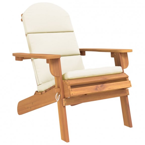 Chaise de jardin Adirondack avec coussins bois massif d'acacia