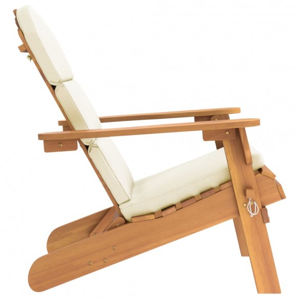 Chaise de jardin Adirondack avec coussins bois massif d'acacia