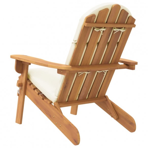 Chaise de jardin Adirondack avec coussins bois massif d'acacia