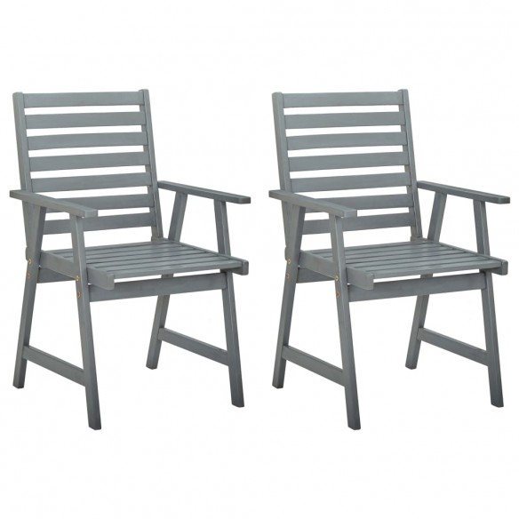 Chaises de salle à manger d'extérieur 2 pcs Gris Bois d'acacia