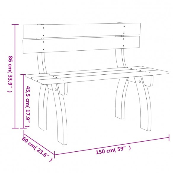 Banc de jardin 150 cm Bois de pin imprégné