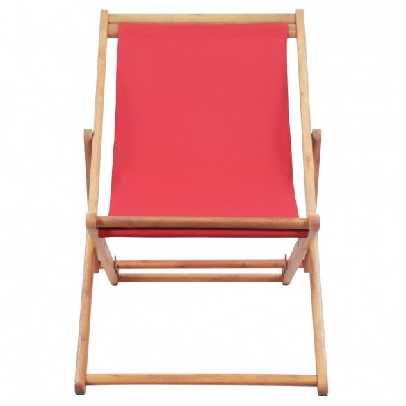 Chaise pliable de plage Tissu et cadre en bois Rouge