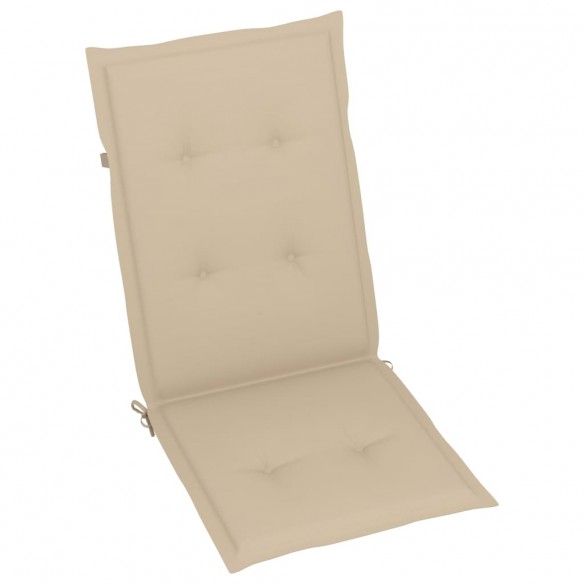 Chaises de jardin 2 pcs avec coussins beige Bois de teck massif