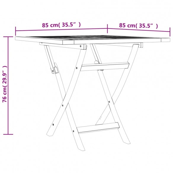 Table pliable de jardin 85x85x76 cm Bois de teck solide