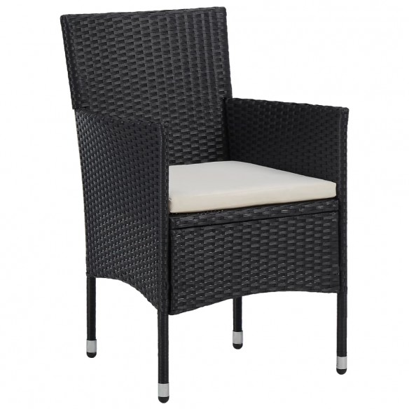 Chaises de jardin 2 pcs Résine tressée Noir