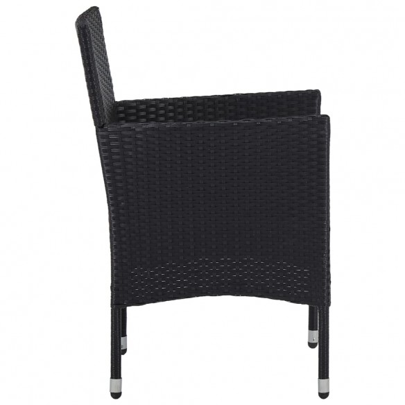 Chaises de jardin 2 pcs Résine tressée Noir