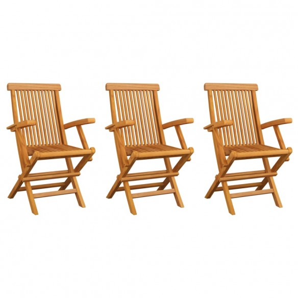 Chaises de jardin 3 pcs Bois de teck massif