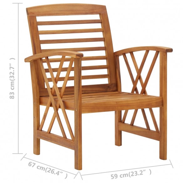 Chaises de jardin 2 pcs Bois d'acacia massif