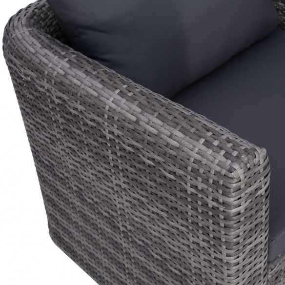 Chaise de jardin avec coussin et oreiller Résine tressée Gris