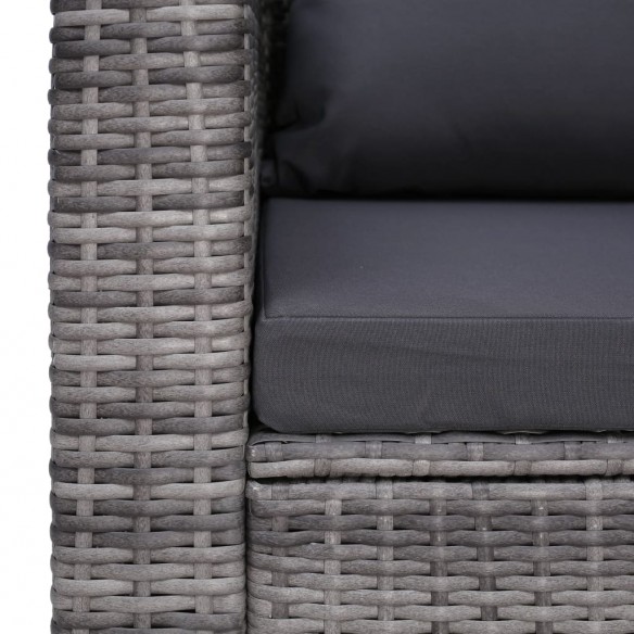 Chaise de jardin avec coussin et oreiller Résine tressée Gris