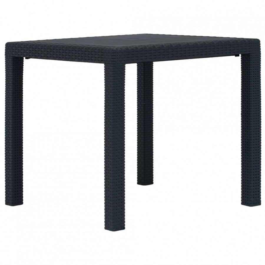 Table de jardin Anthracite 79x79x72cm Plastique Aspect de rotin