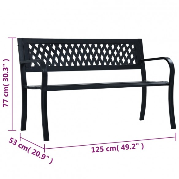 Banc de jardin 125 cm Noir Acier