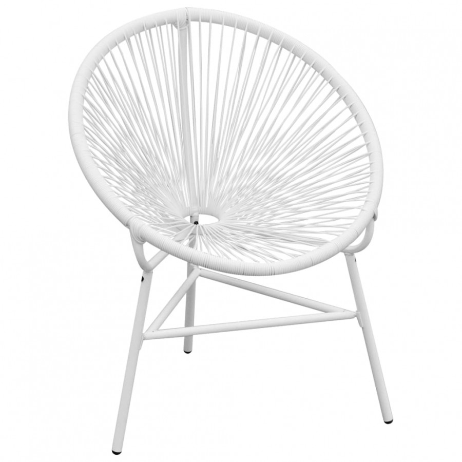 Chaise de jardin en corde forme de lune Résine tressée Blanc