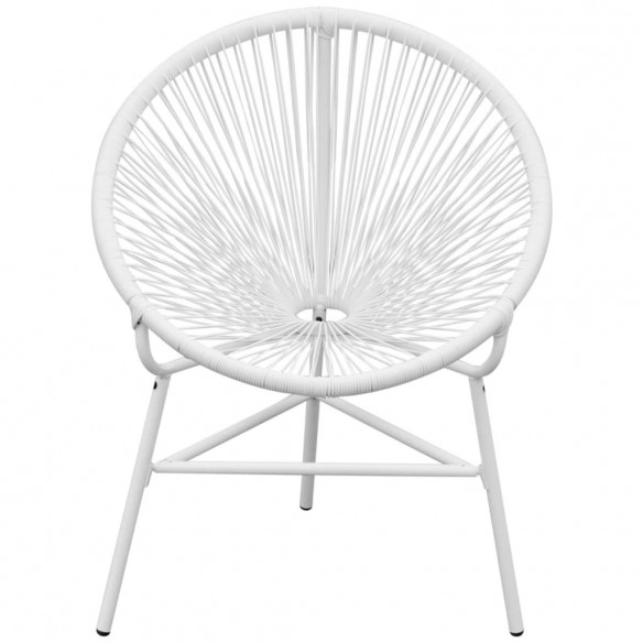 Chaise de jardin en corde forme de lune Résine tressée Blanc