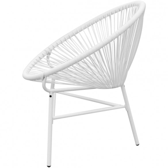 Chaise de jardin en corde forme de lune Résine tressée Blanc