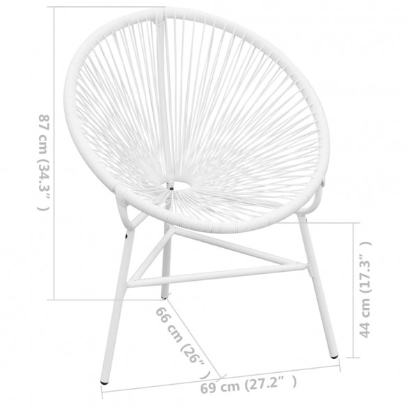 Chaise de jardin en corde forme de lune Résine tressée Blanc