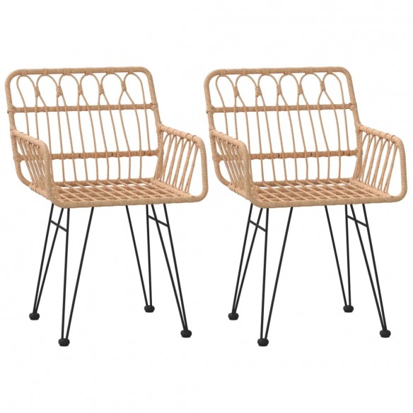 Chaises de jardin 2 pcs et accoudoir 56x64x80 cm Résine tressée