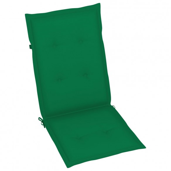 Chaises de jardin 4 pcs avec coussins vert Bois de teck