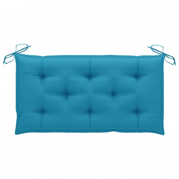 Banc de jardin avec coussin bleu clair 112 cm Bois de teck