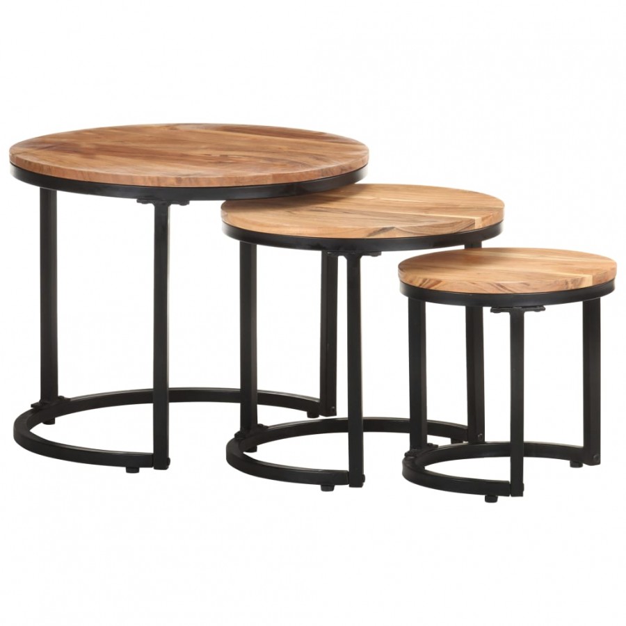 Tables d'appoint 3 pcs Bois d'acacia solide