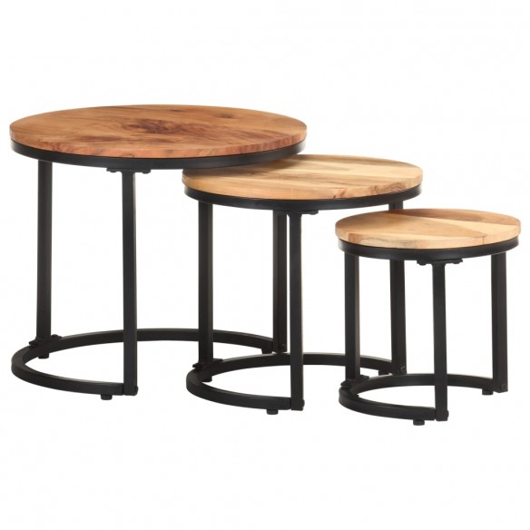 Tables d'appoint 3 pcs Bois d'acacia solide