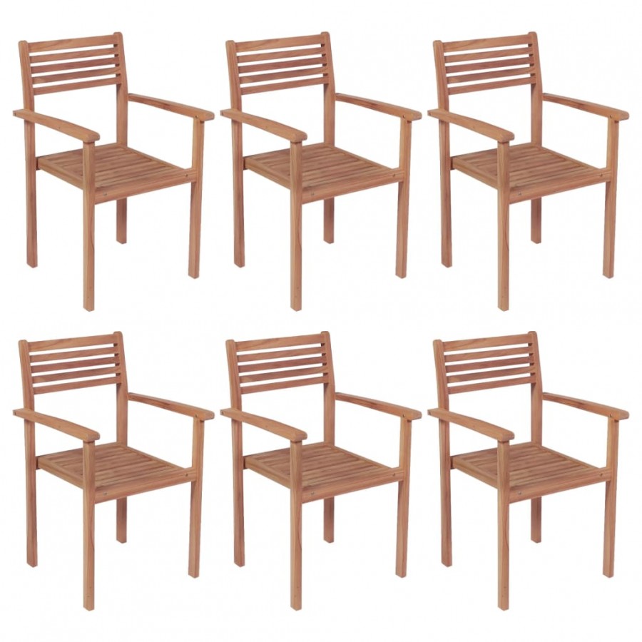 Chaises de jardin empilables 6 pcs Bois de teck solide