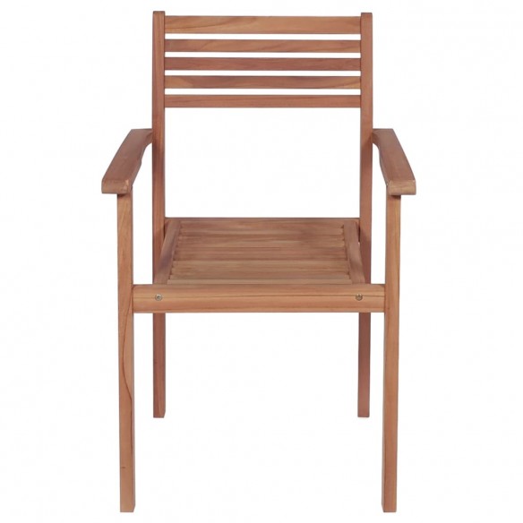 Chaises de jardin empilables 6 pcs Bois de teck solide