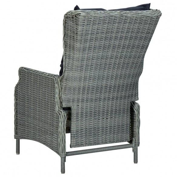 Chaise inclinable de jardin coussins Résine tressée Gris clair