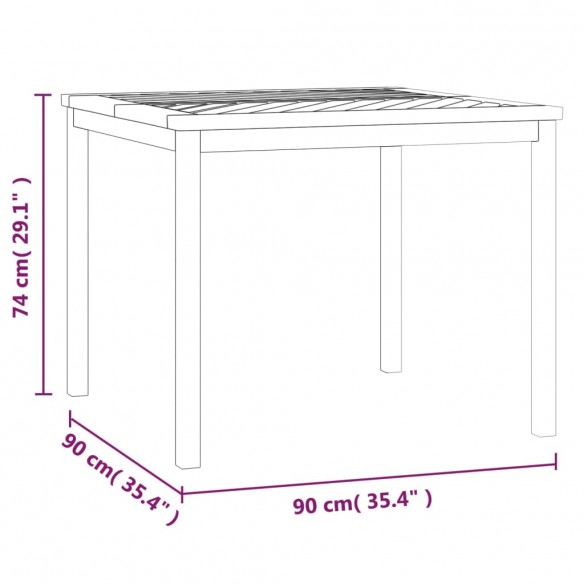 Table à manger de jardin 90x90x74 cm bois d'acacia solide