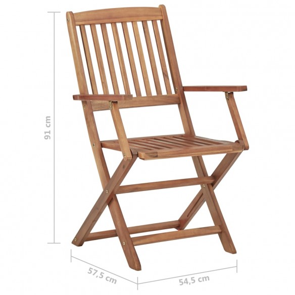 Chaises pliables de jardin 6 pcs Bois d'acacia solide