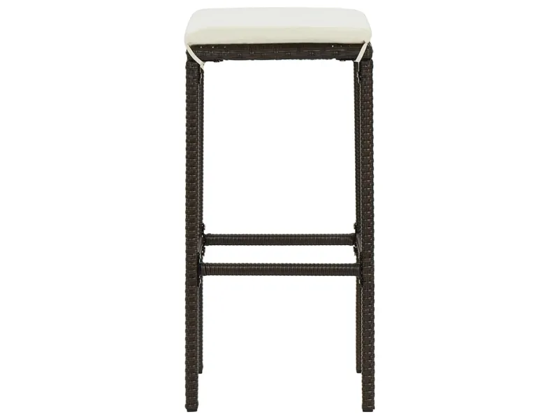 Tabourets de bar avec coussins lot de 2 marron résine tressée